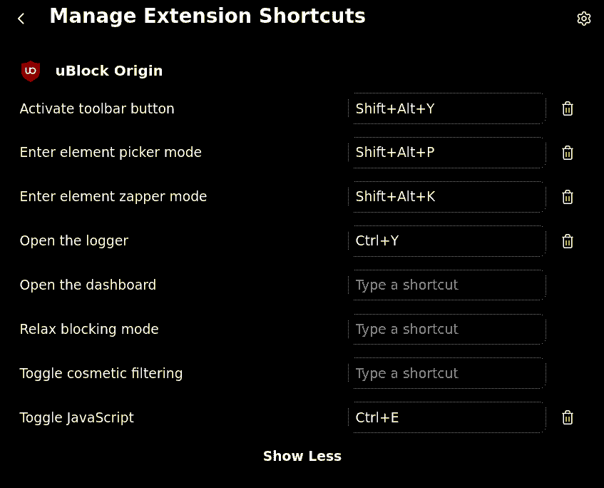 Extension Shortcut Window
